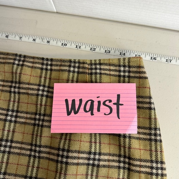 Vintage Roots Y2K Academia Plaid Mustard Preppy Wool Blend Mini Skirt Size 8 - Picture 5 of 11